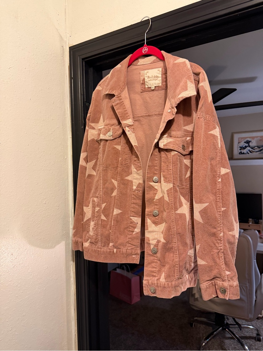 Altar'd State Dusty Pink Star Corduroy Jacket